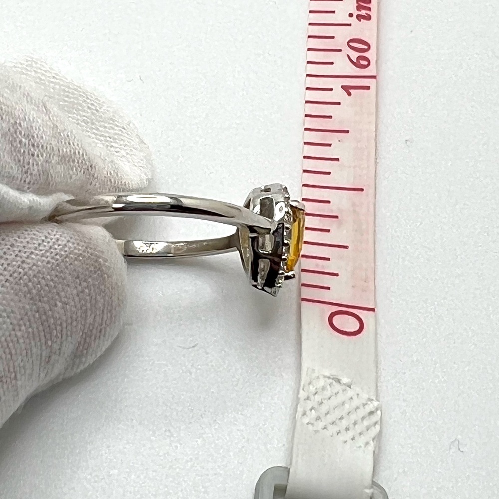 Sale $36 Firm! .925 Sterling Silver Natural Citrine & Cz Ring - Picture 6 of 15